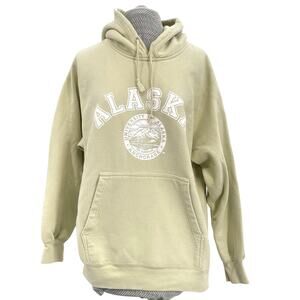 Souvenir Hoodie University of Alaska Anchorage Celery Tan Light Green Pullover M